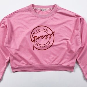 Guess Pink Logo Cropped Sweatshirt